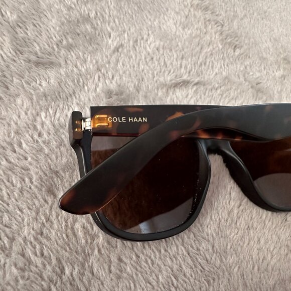 Cole Haan 55mm Matte Tortoise Polarized Square Sunglasses - Picture 3 of 5
